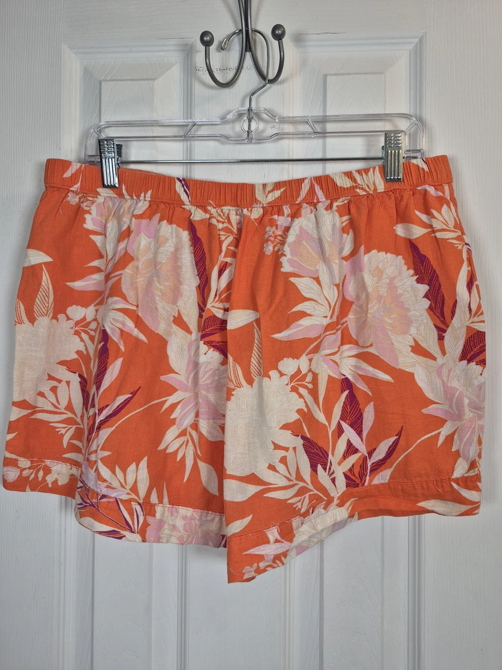 Cynthia Rowley Linen Blend Tropical Floral Pajama Short Set Orange Size Large - Picture 5 of 9
